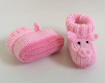 Pig baby booties knitting pattern animal baby boots shoes socks boy baby girl baby slippers winter gift