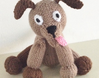 Strickanleitung Hund pdf download Welpe Strickmuster Stricktier Plüschtier Kuscheltier handgemacht Geschenk Kinderspielzeug Hund Plushie