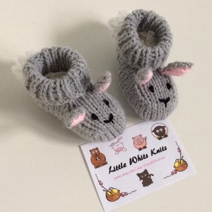 Handmade knitted Rabbit Baby Booties, newborn-12 months image 2