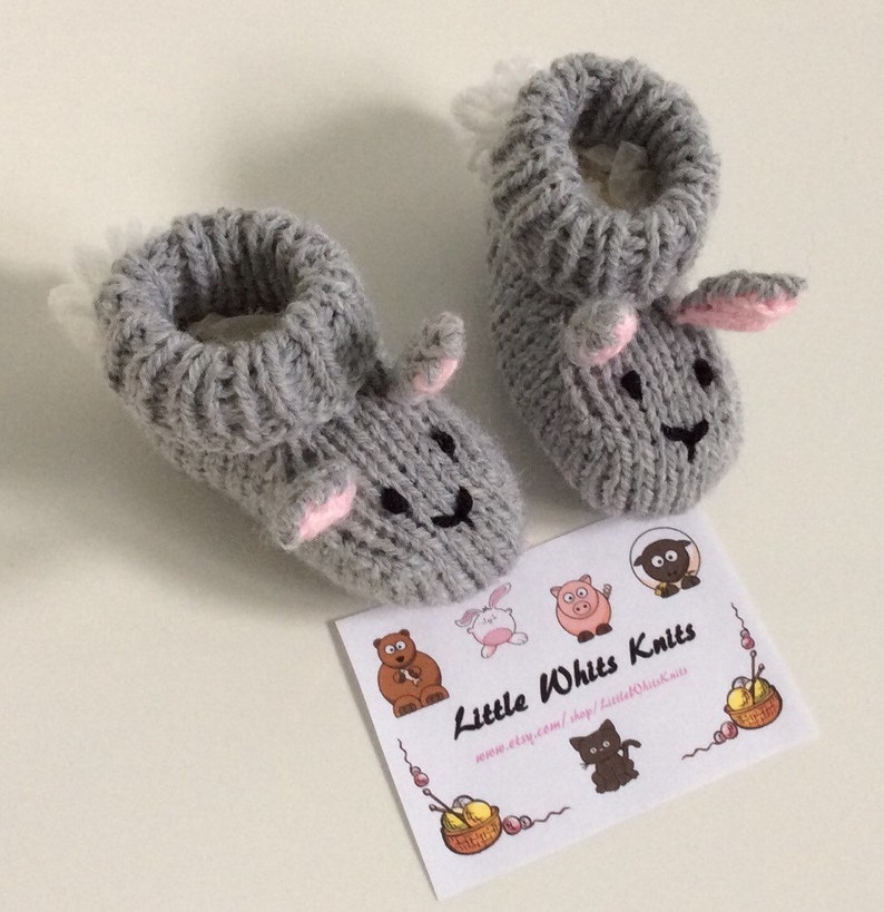 Handmade knitted Rabbit Baby Booties, newborn-12 months image 2