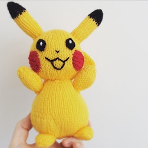 pikachu toy knitting pattern, pokemon soft toy, doll amigurumi pattern, pdf download, retro gift
