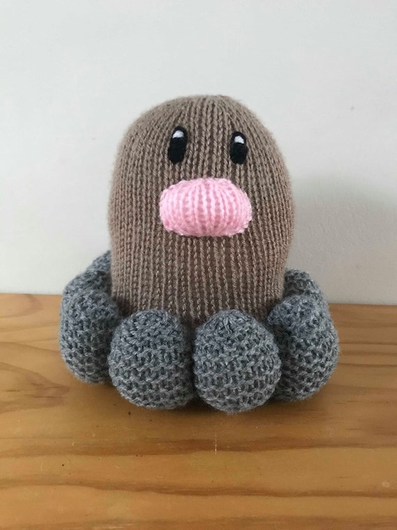 Diglett Pokemon Knitting Pattern Soft Toy Pokemon Amigurumi Mole