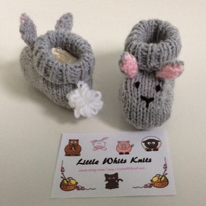 Handmade knitted Rabbit Baby Booties, newborn-12 months image 3