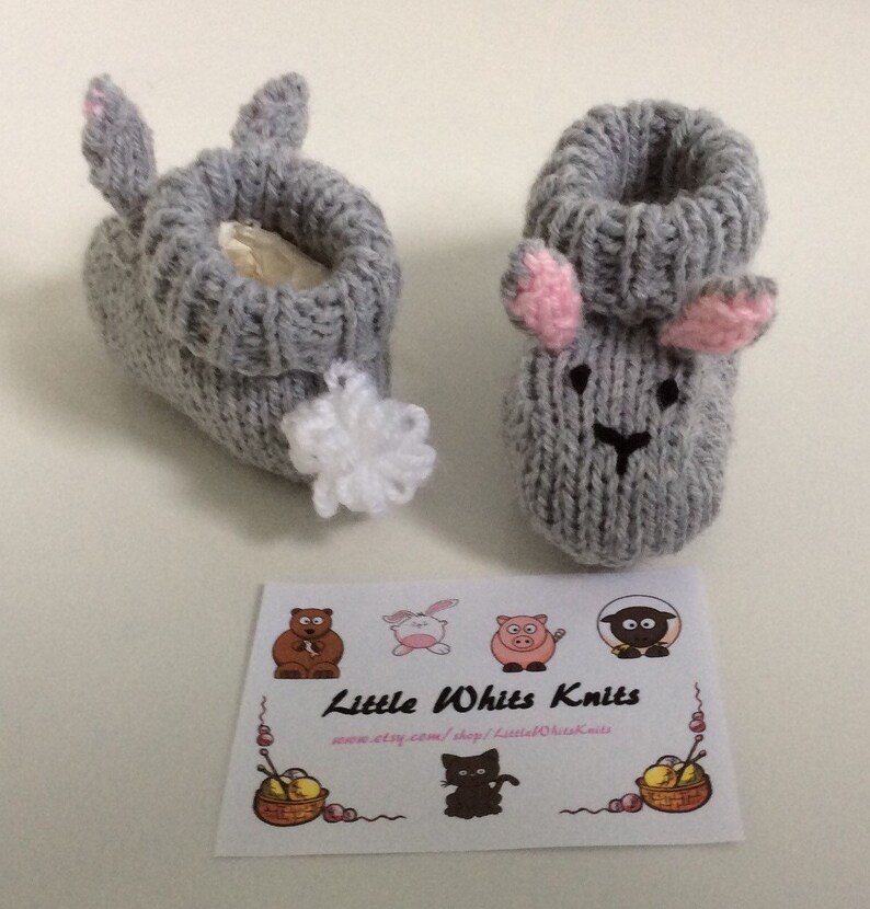 Handmade knitted Rabbit Baby Booties, newborn-12 months image 3