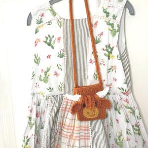 Highland Cow Mini Bag Knitting pattern / Girls handbag purse tutorial / Animal pouch gift PDF download