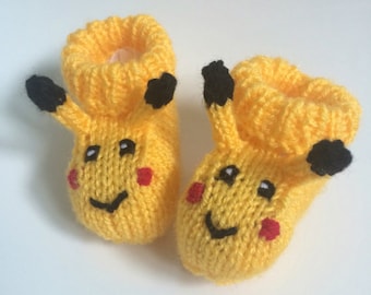 Pikachu baby booties knitting pattern animal baby boots pokemon shoes socks boy baby girl baby slippers winter gift