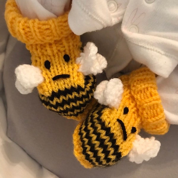 bumblebee baby booties knitting pattern animal baby boots bee shoes socks boy baby girl baby slippers winter gift