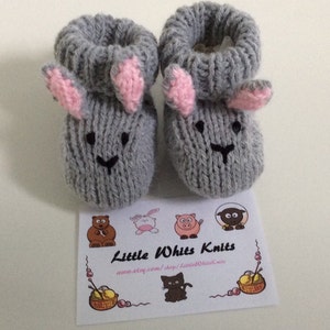 Handmade knitted Rabbit Baby Booties, newborn-12 months image 1