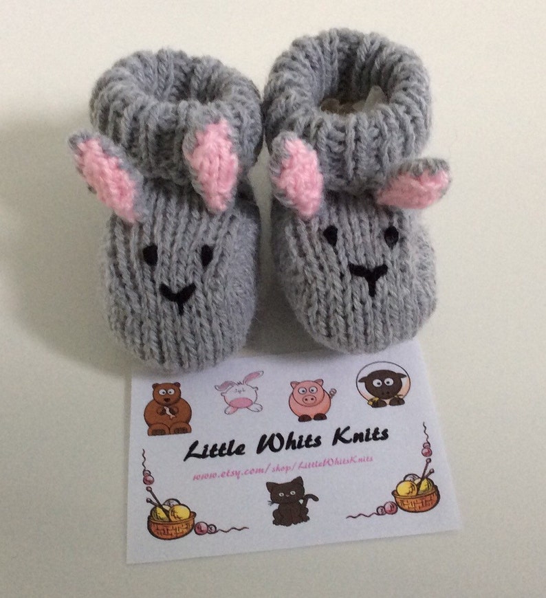 Handmade knitted Rabbit Baby Booties, newborn-12 months image 1