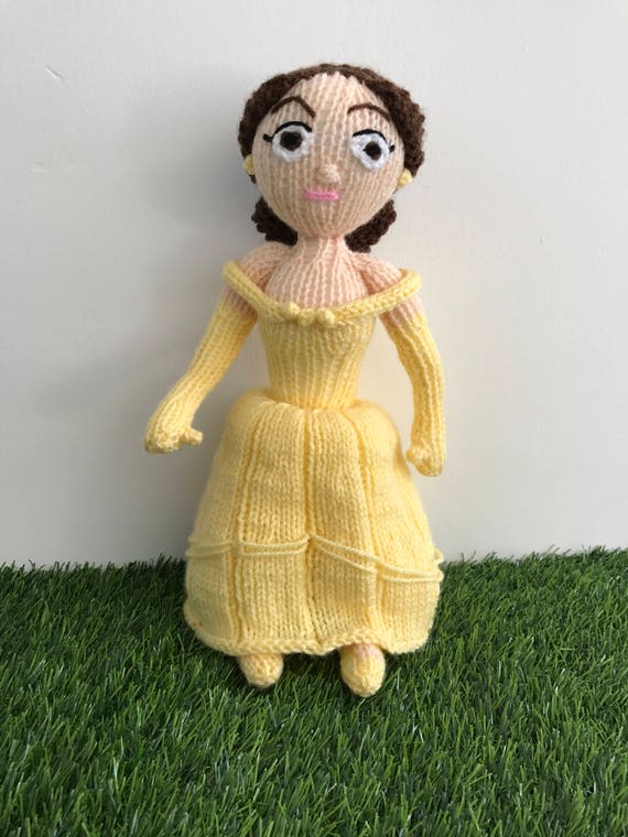 Belle Knitting Pattern Disney Beauty And The Beast Pattern Knit Knitted Disney Princess Plushie Soft Toy Amigurumi Stuffed Doll Tutorial - 