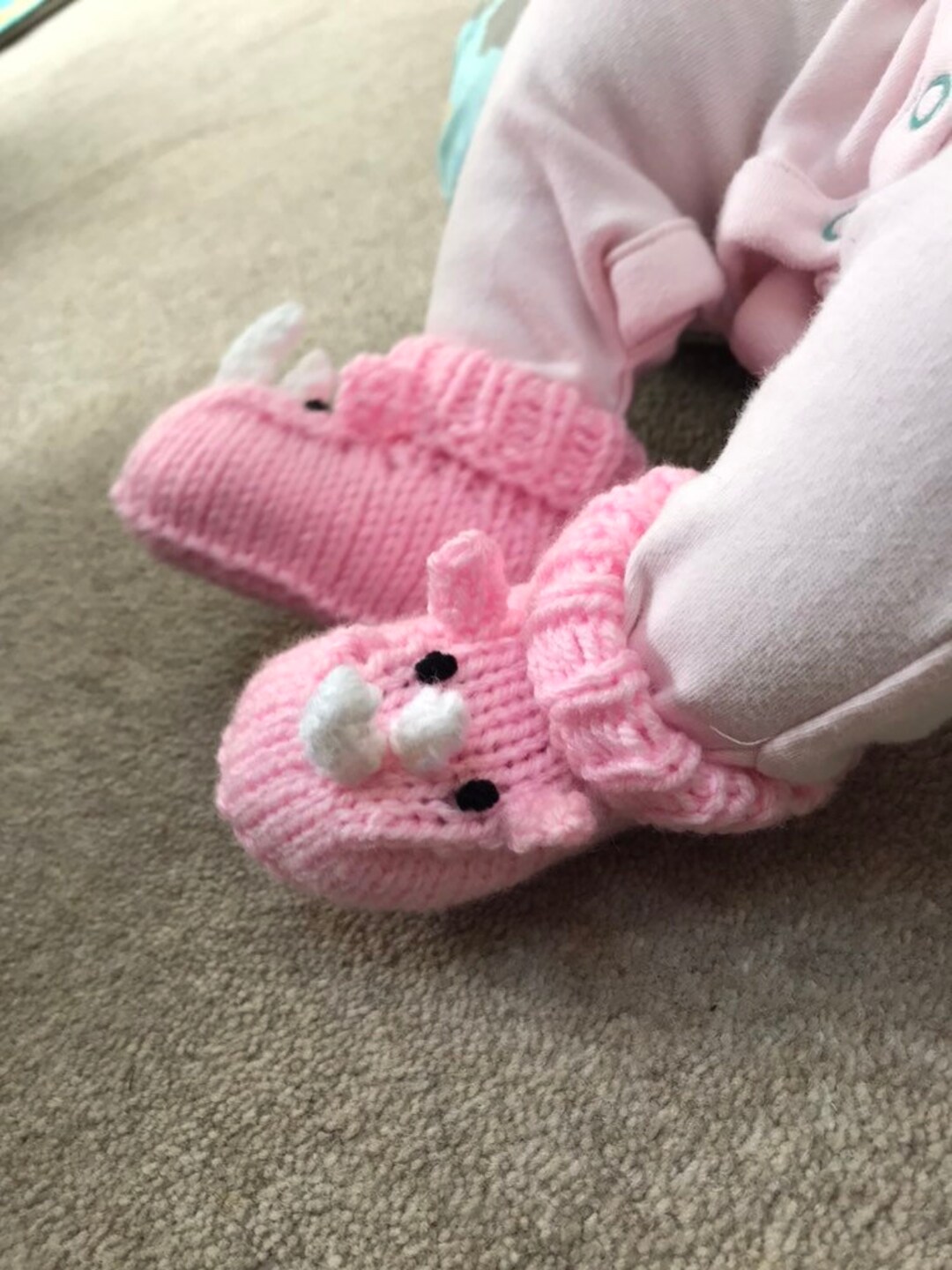 Rhino Baby Booties Knitting Pattern Animal Baby (Download Now) Etsy