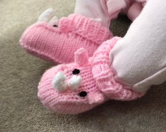 Rhino baby booties knitting pattern animal baby boots shoes socks boy baby girl baby slippers winter gift