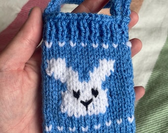 Easter Bunny Treat Bag Knitting pattern / Girls Rabbit Mini handbag purse tutorial / Animal pouch gift PDF download