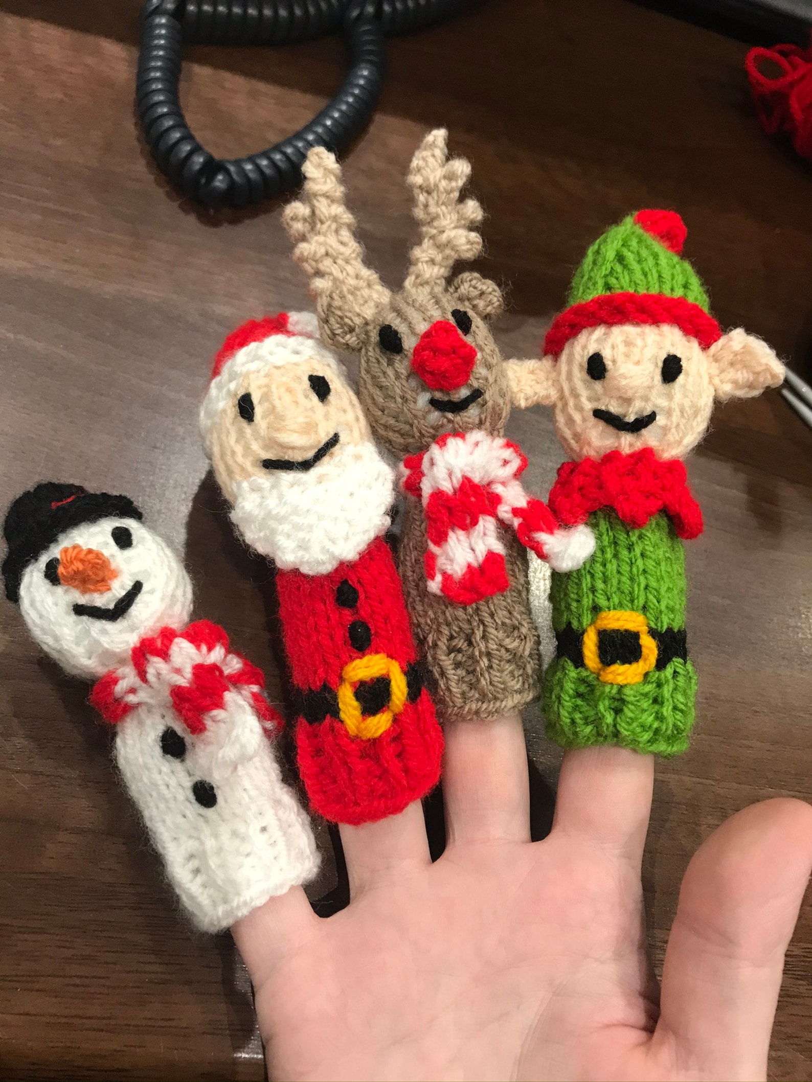 Christmas Finger Puppets Knitting Pattern Santa Rudolph Etsy