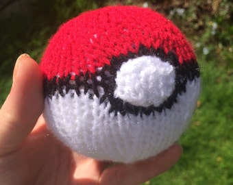 knitted pokeball pattern pokemon stuffed toy plushie knitting toy handmade fun toy