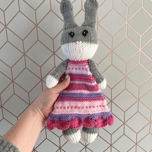 Sweet Bunny Lovey Knitting Pattern, Rabbit comforter baby toy PDF Download, Easy Fun Animal Knitting Pattern