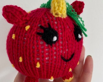 Strawberry Unicorn stuffed toy knitting pattern plush