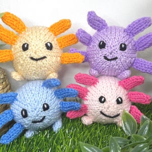 Baby Axolotl Knitting Pattern, mini lizard cute knit toy,  PDF Download, Easy Fun Knitting Pattern, Kids gift