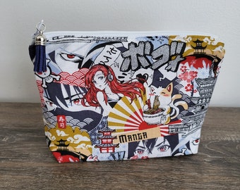 Mother's Day, Birthday * Makeup bag, small bazaar, Manga cotton - IN STOCK