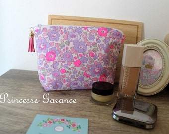 Birthday, Mother's Day, young girl * Makeup bag, small bazaar, Liberty of London, Betsy neon purple - to order