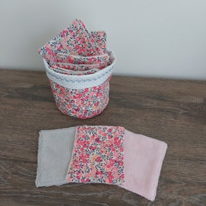 Mother's Day, Zero waste, birthday * 12 washable wipes, Liberty Wiltshire sweet pea, matching basket, to order