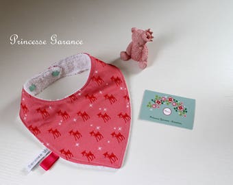 Birth, teething * cotton bandana bib, Fawn, white sponge in stock