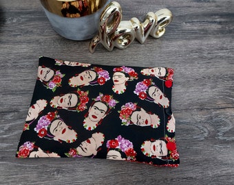 Mother's Day, birthday, menstrual comfort * Dry hot water bottle with organic flax seeds, cotton, Frida Kahlo, to order