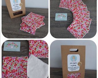 Birthday, Mother's Day, zero waste * Weekly washable wipes, Liberty of London, liberty Wiltshire pink Christmas, bamboo sponge