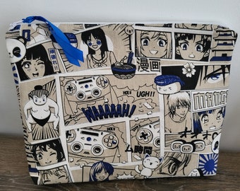 Anniversaire, vacances * Trousse format A4 coton manga gamer rouge- sur commande