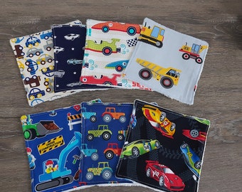 Zero waste, children's meals * 7 large washable washcloths, cotton, bamboo sponge, vehicles - in stock