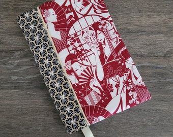 Journal intime, anniversaire * coton geisha rouge , livre d'or, journal intime, notes - sur commande