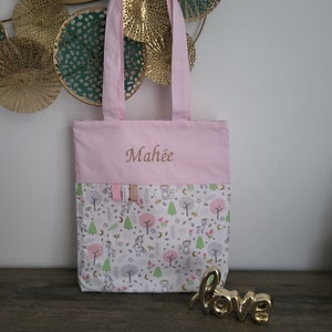 Birthday, back to school *** Tote bag, children's library bag, enchanted forest cotton - to order