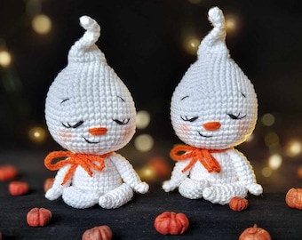 Crochet yoga ghost amigurumi pattern - Crochet meditation ghost amigurumi pattern - ENG