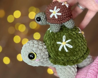 No sew crochet 2 size Daisy Tortoise mindful amigurumi pattern - ENG