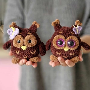 Crochet low sew plush owl toy amigurumi pattern - ENG