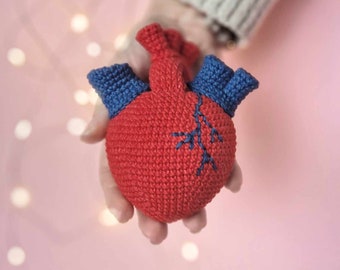 Crochet Anatomical Heart Toy: Unique Desk Buddy