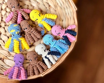 Crochet No Sew Mini Octopus Brooch amigurumi PATTERN - ENGLISH