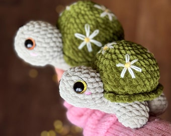 Crochet Daisy Tortoise Plush: Handcrafted Amigurumi Toy