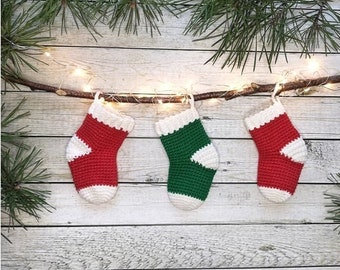 Crochet mini Christmas stocking pattern - ENG