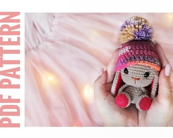 Crochet pattern bunny in the hat - Cute bunny amigurumi - ENG