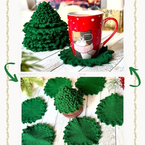 Posavasos de crochet para árbol de Navidad con soporte - Patrón ESP