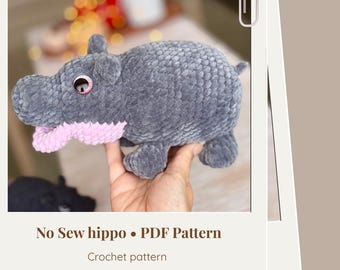 No Sew Crochet Baby Hippo Amigurumi Pattern - ENG