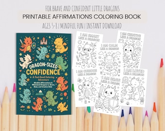Dragon Affirmation Coloring Book for Kids: Mindful Activity (Ages 5-8) (Digital Download)