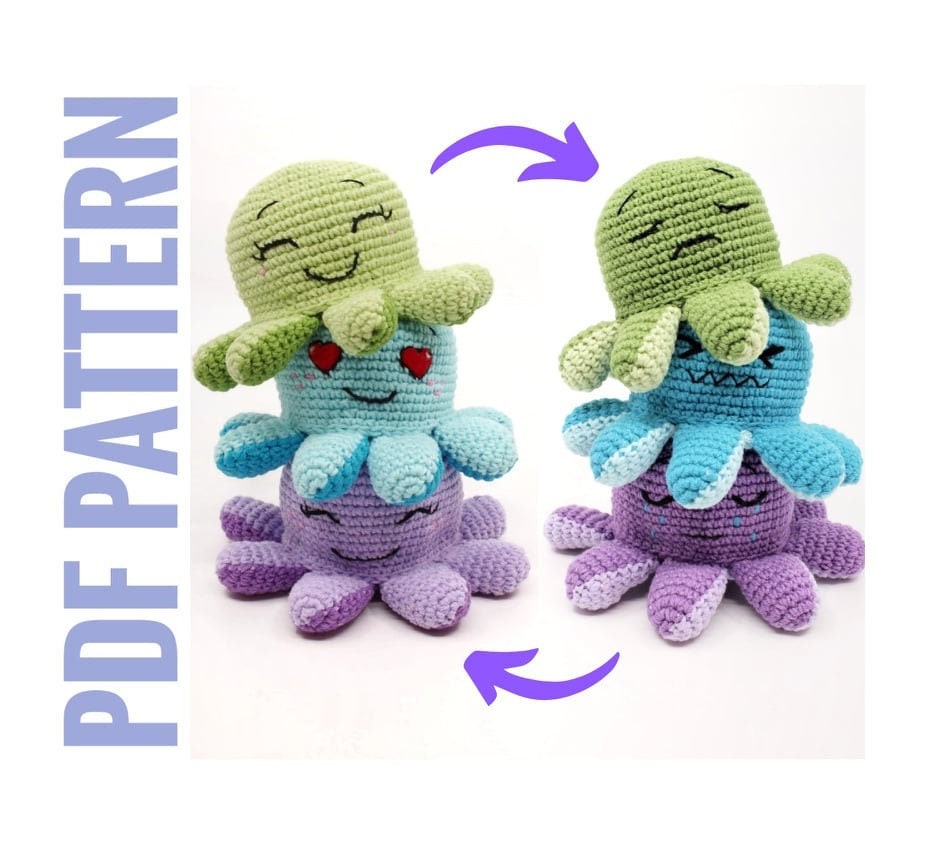 Reversible octopus crochet PDF pattern - ENG