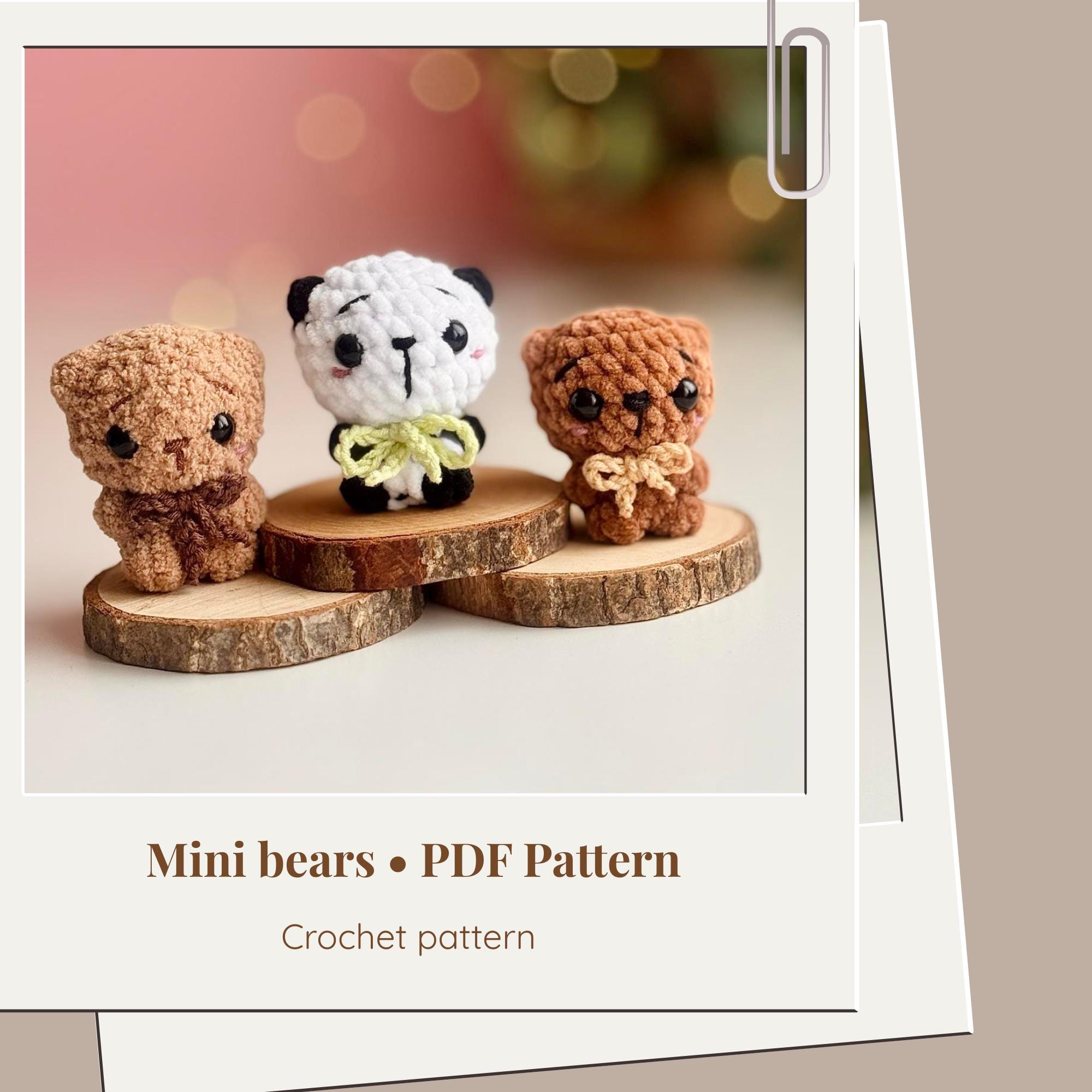 No Sew Mini Crochet Teddy Bear Keychain Amigurumi Pattern - ENG - Etsy