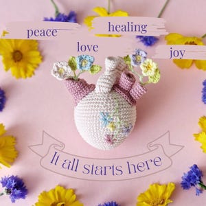 Crochet Blooming Anatomical Heart for Emotional Support Mindful Amigurumi pattern - ENG