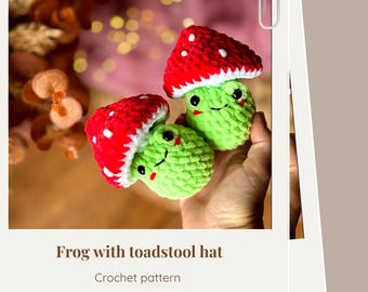 No sew mushroom frog plush amigurumi crochet pattern - ENG