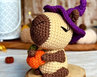 Crochet Halloween Capybara in a witch hat amigurumi pattern - ENG