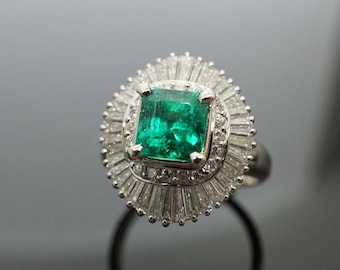 Square Emerald Ring 1.28ct D:1.52ct