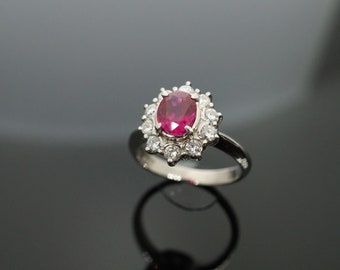 1.20ct Birmania Unheat Ruby con anillo de banda antigua de platino con diamantes